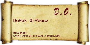 Dufek Orfeusz névjegykártya